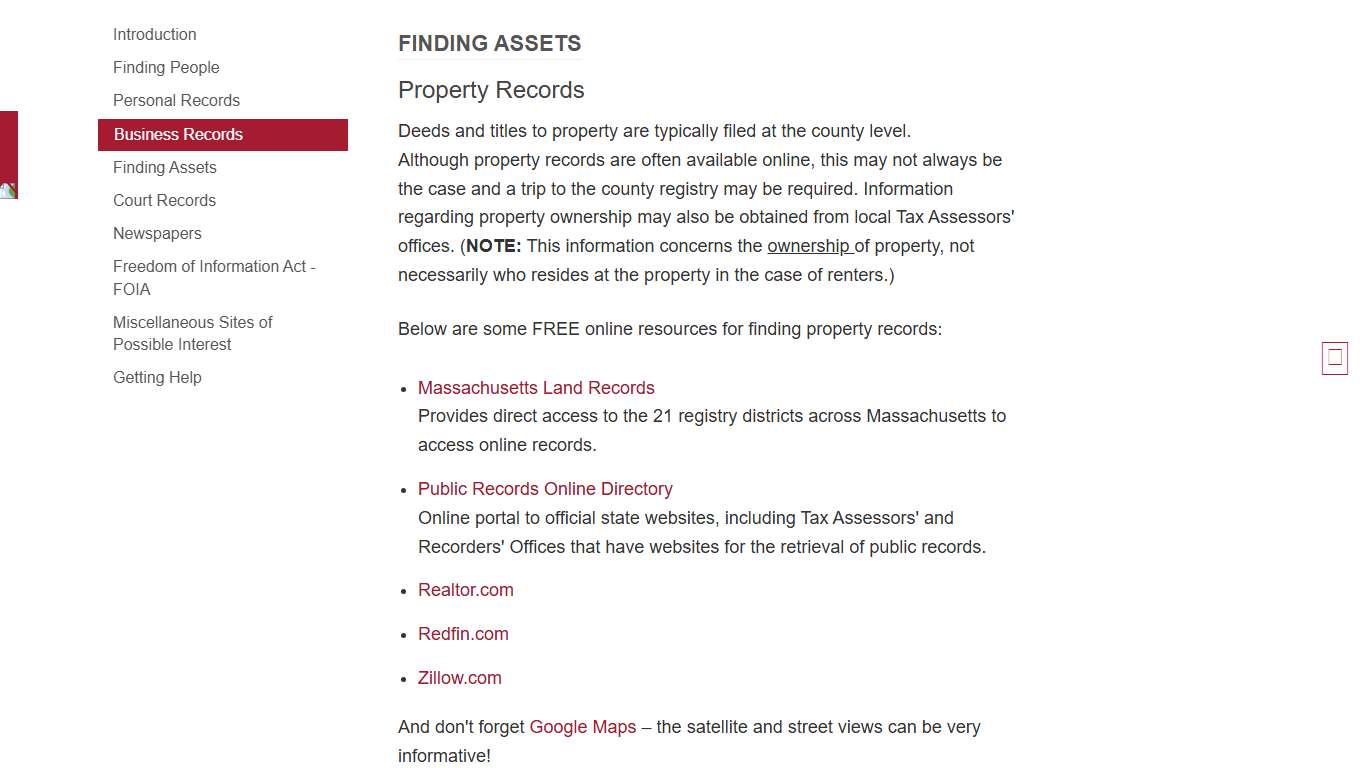 Finding Assets - Factual Research and Public Records - Research Guides at Harvard Library