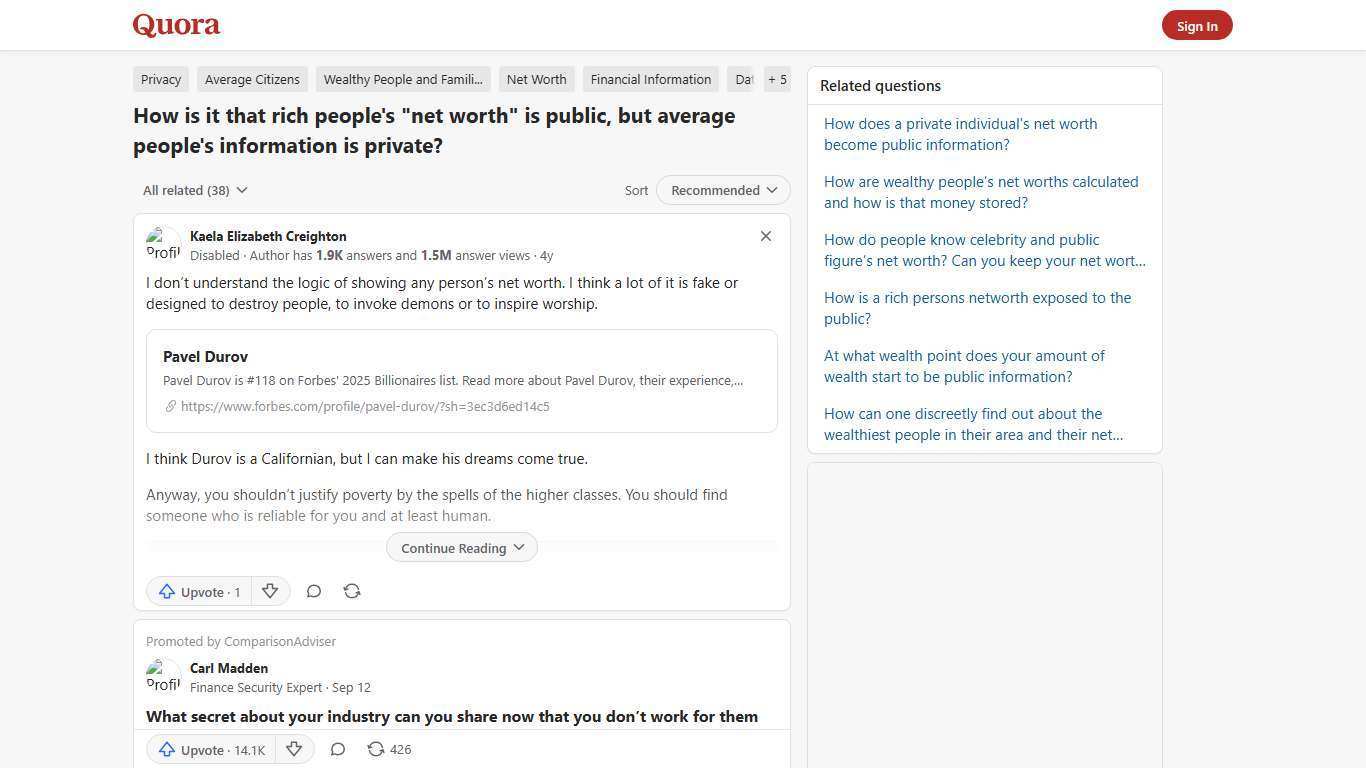 How is it that rich people's 'net worth' is public, but average people's information is private? - Quora