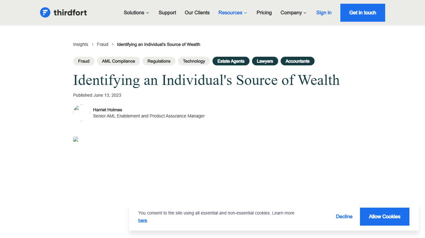 Identifying an Individual's Source of Wealth | Thirdfort